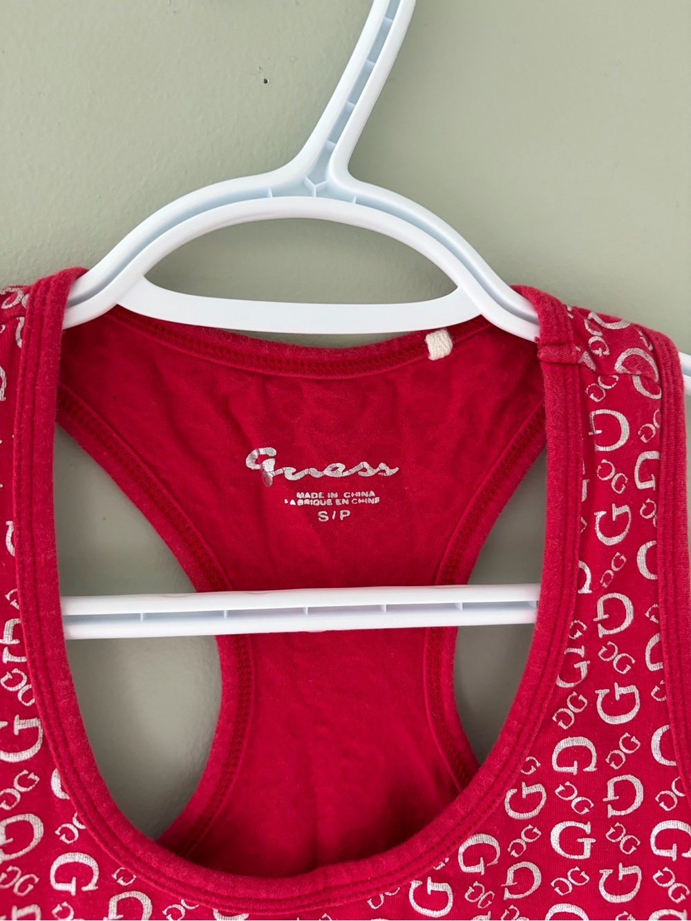 Guess Red Patterned Logo Tank Top - Picture 2 of 2